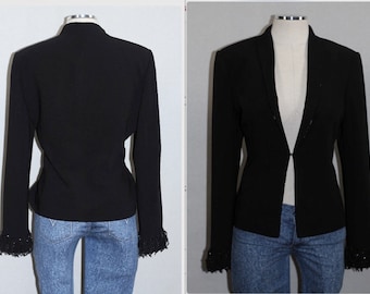 Albert Nipon Black Blazer Beaded Collar Cuff (8)