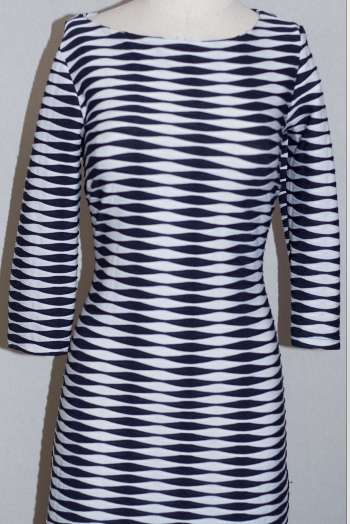 old navy black and white striped dress CeCe Striped Dress (Navy Blue)-FINAL SALE