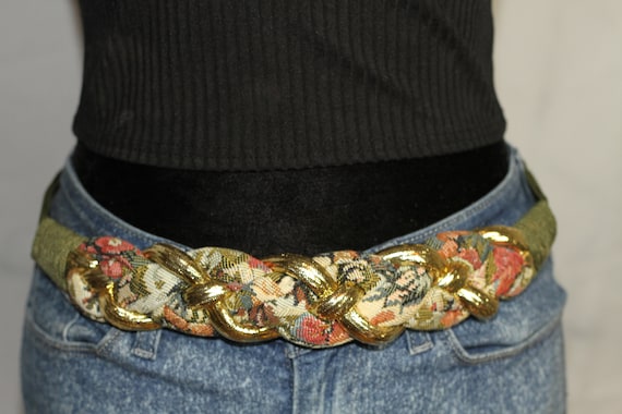 Floral Gold & Green Vintage Belt - Etsy Canada display picture 2