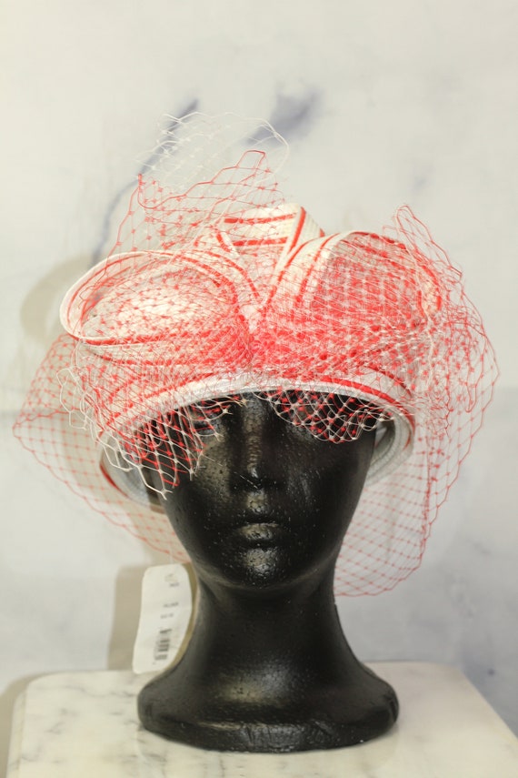 Red & White Pill Box Hat (8) - image 1