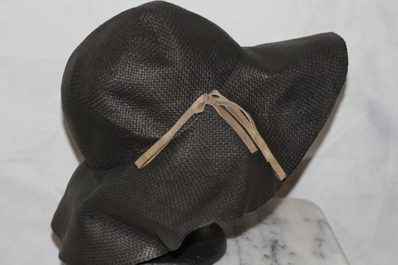 Banana Republic Black Straw Wide Brim Floppy Hat - image 4