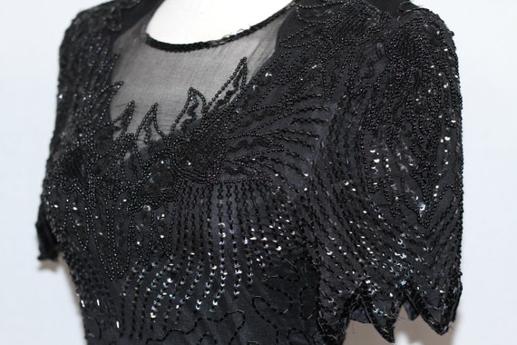 Denise Elle Sequin Silk Black Gown - image 4