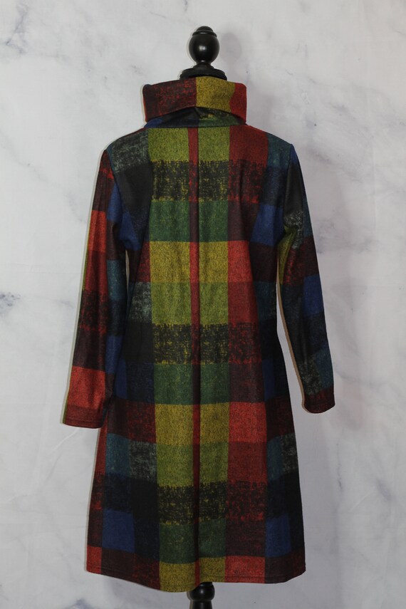 Multi Color Plaid Patchwork Cotton Dress (XL) - image 10