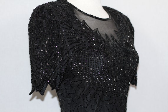 Denise Elle Sequin Silk Black Gown - image 3