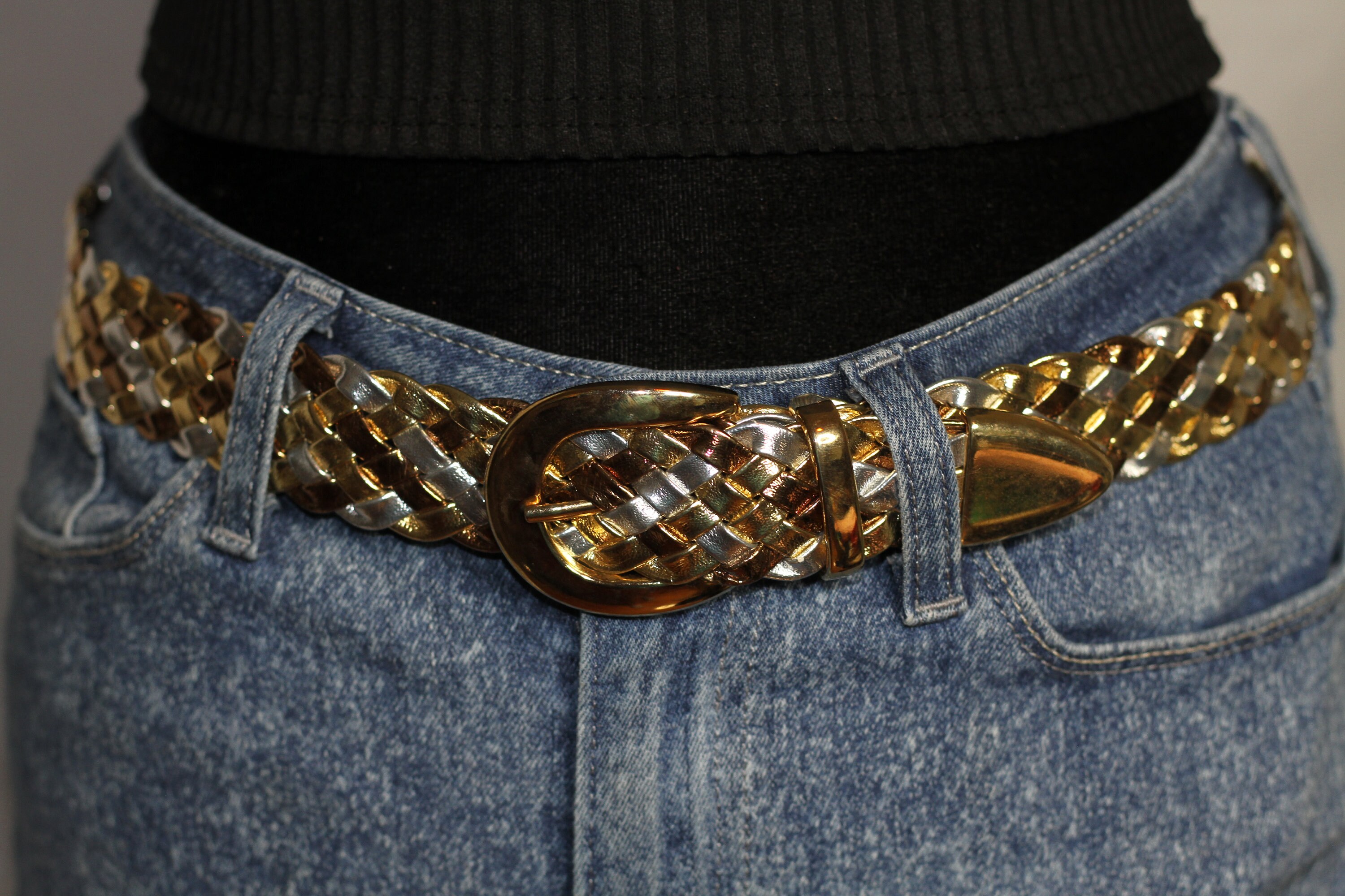 Ribco USA Gold Two Tone Woven Belt - Etsy display picture 2