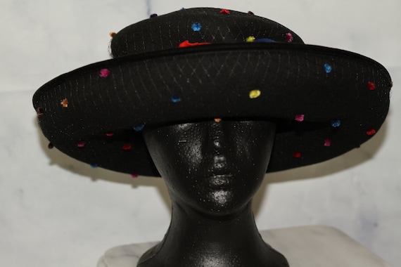 Kokin Doeskin Felt Wool Multi- Color Floral Wide Brim Hat (7  display picture 3