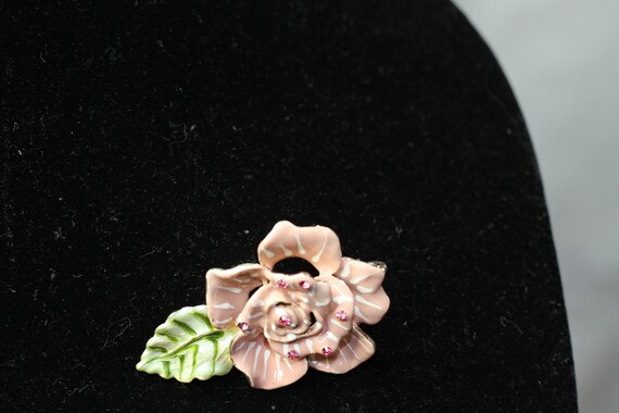 Rose Enamel Brooch - image 2