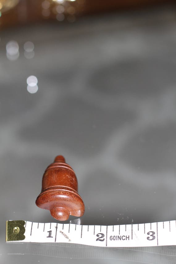 Hand Carved Wooden Bell Brooch - image 2