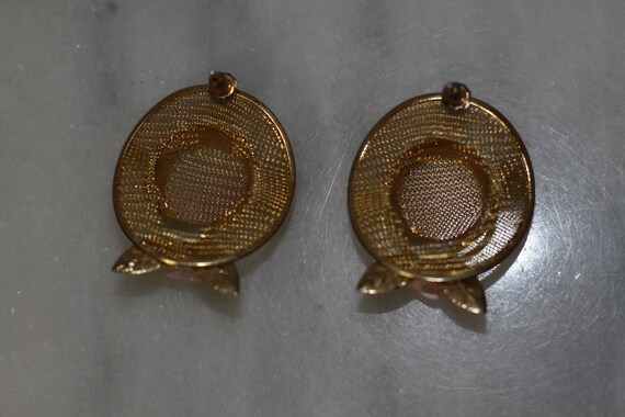 Pink Rose Gold Hat Earrings - image 3
