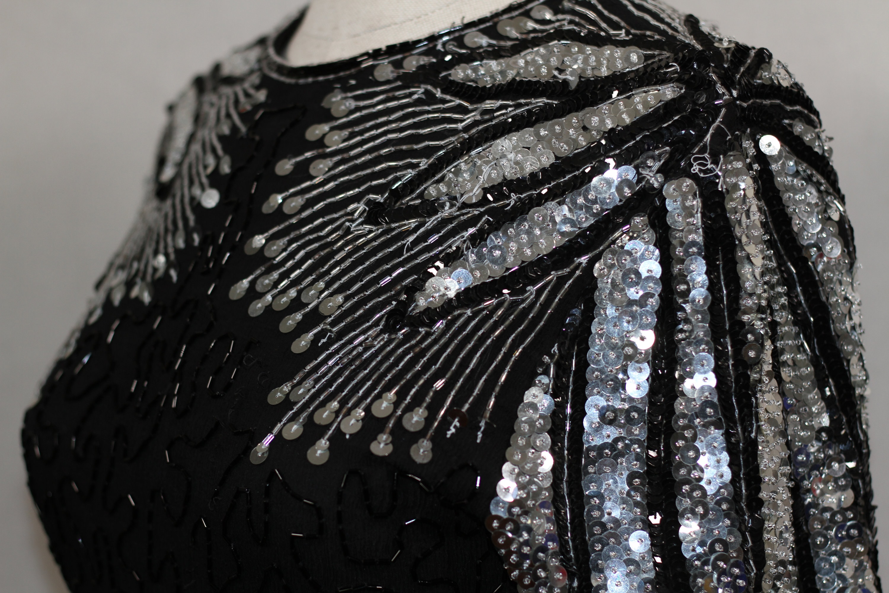 black dress with silver beading Long Bodycon Prom Dress with Beaded Design Black / 0