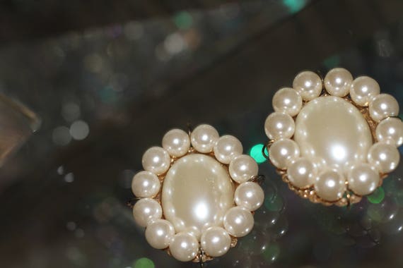 Antique Faux Pearl Statement Earrings - image 3