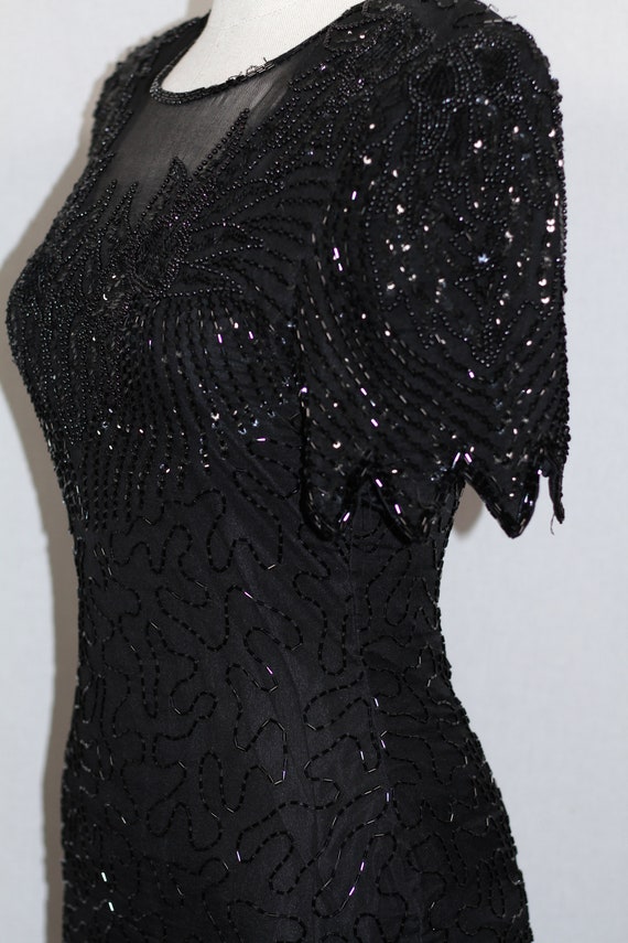 Denise Elle Sequin Silk Black Gown - image 5