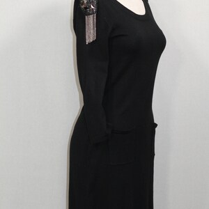 Black Silver Tassel Black Dress image 6