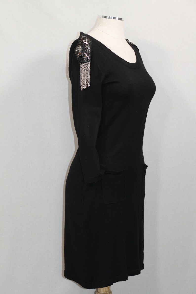 Black Silver Tassel Black Dress image 6