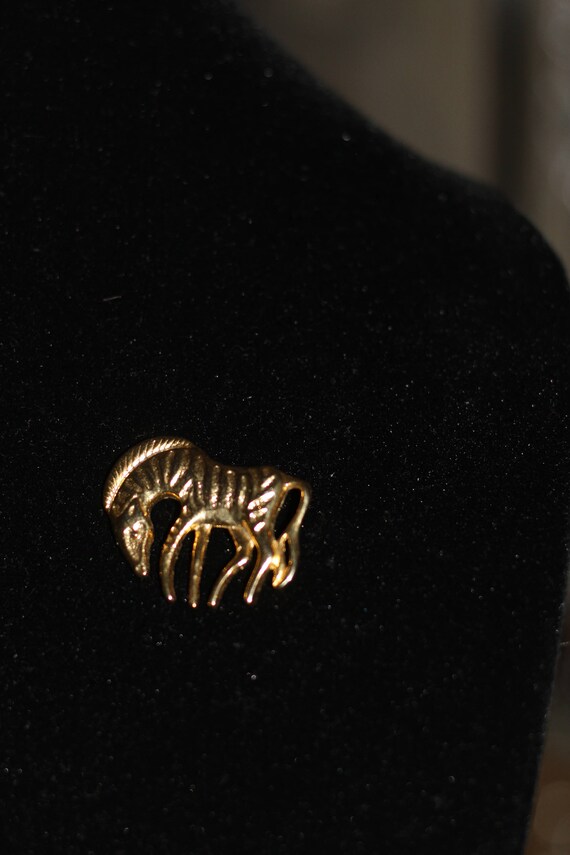 Gold Zebra Brooch - image 2