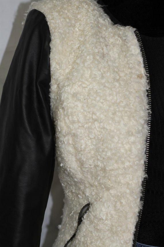Black White Vegan Lamb Jacket - image 4