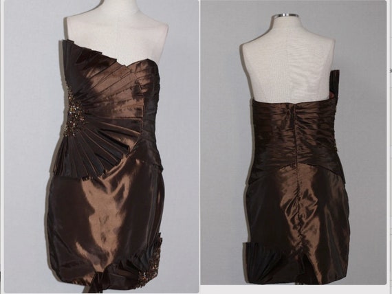 Tony Bowls Brown &  Gold Gown - image 2