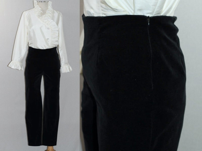 Ensemble Allison Taylor : Blouse 100% Soie Kaki & Jupe Noire Dentelle - Taille L (12)