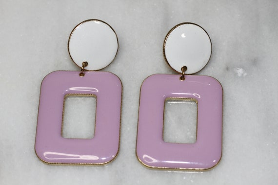 Sugar Fix White & Purple Square Earrings