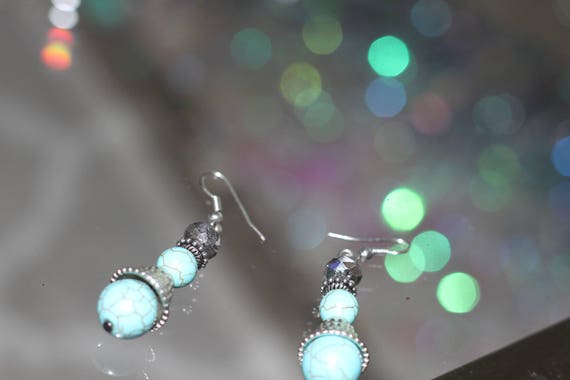 Turquoise Dangle Drop Earrings - image 6