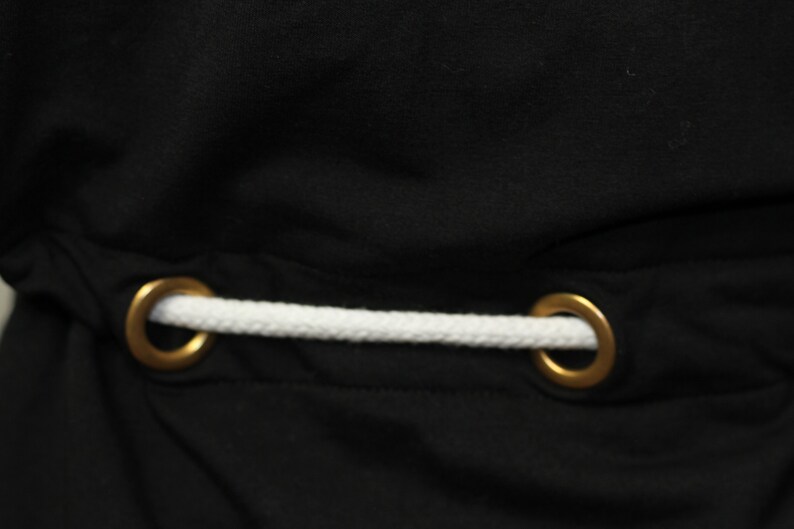 PS *Excellent Condition 90/'s Black Jacket with White Draw String Gold Accent
