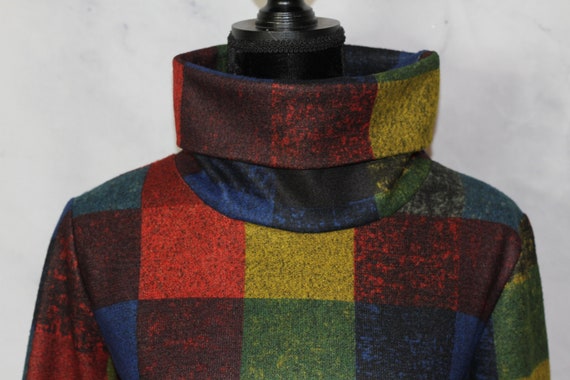 Multi Color Plaid Patchwork Cotton Dress (XL) - image 3