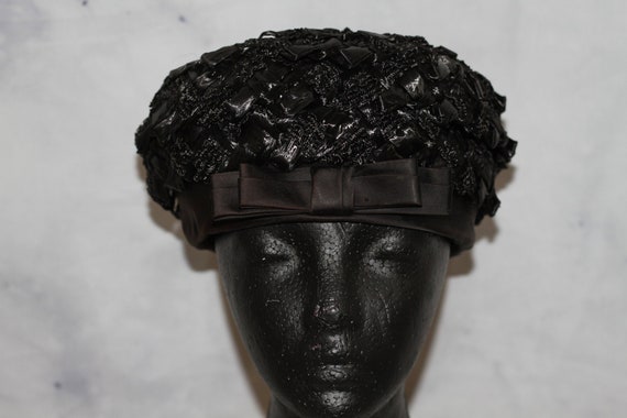 Black Straw Pill Box Hat (8) - image 1