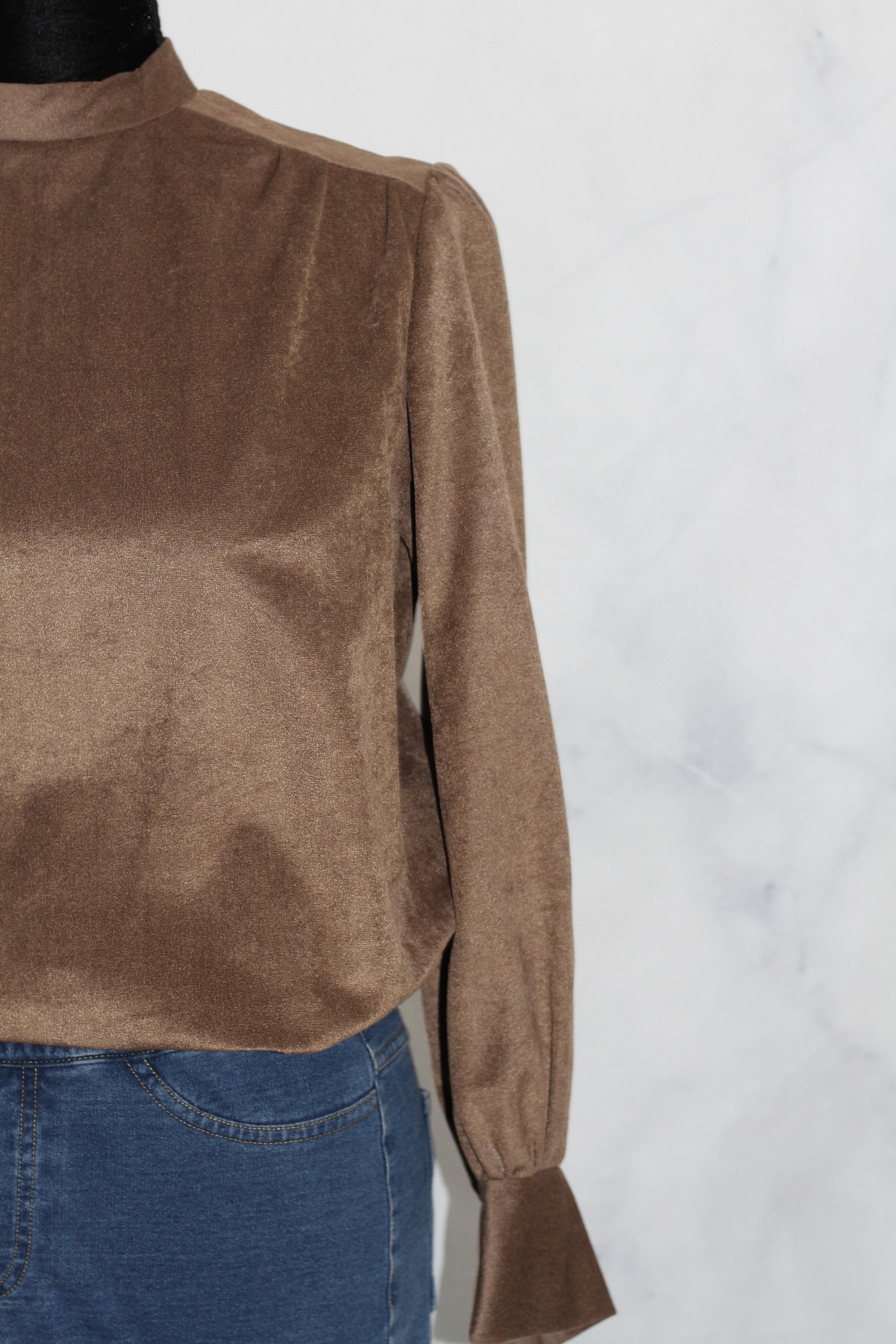 '90’s Embroidered Suede Top by Sage main image 1
