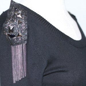 Black Silver Tassel Black Dress image 3