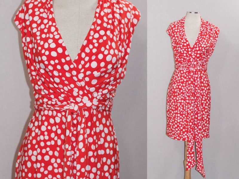 Eliza J Red White Polka Dot Dress 
