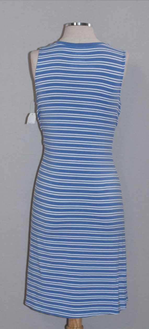 Blue White Stripe Cotton Dress - image 6