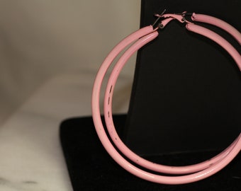 Pink Hoop Earrings