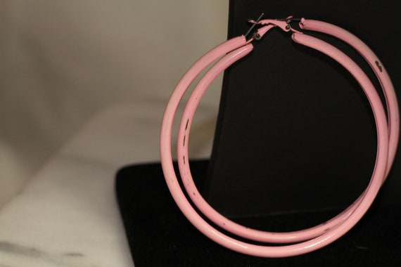 Pink Hoop Earrings - image 1