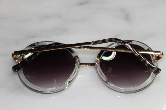 Gold & Clear Round Sunglasses - image 3