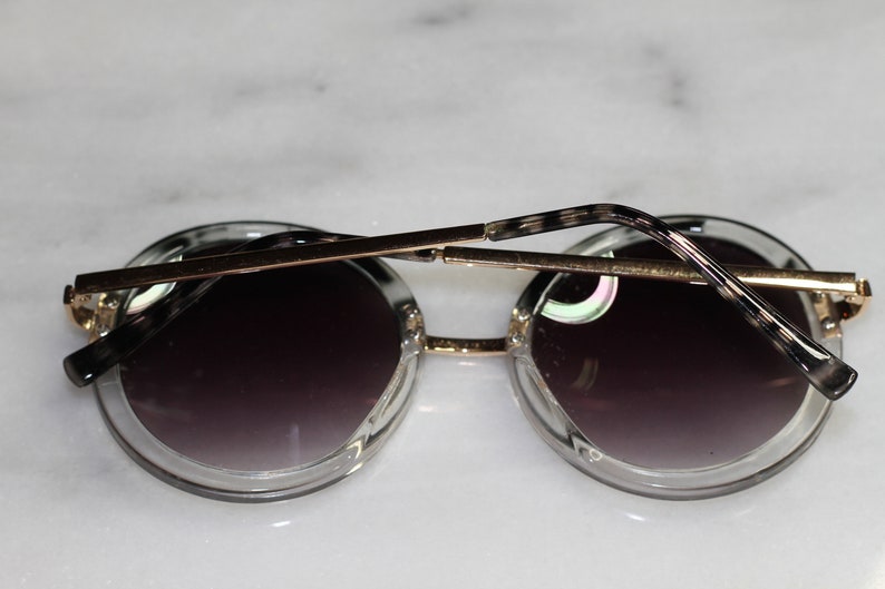 Gold /& Clear Round Sunglasses