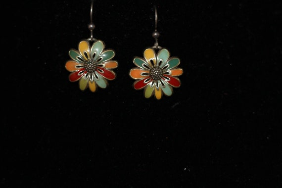 Multi Color Floral Earrings - image 1