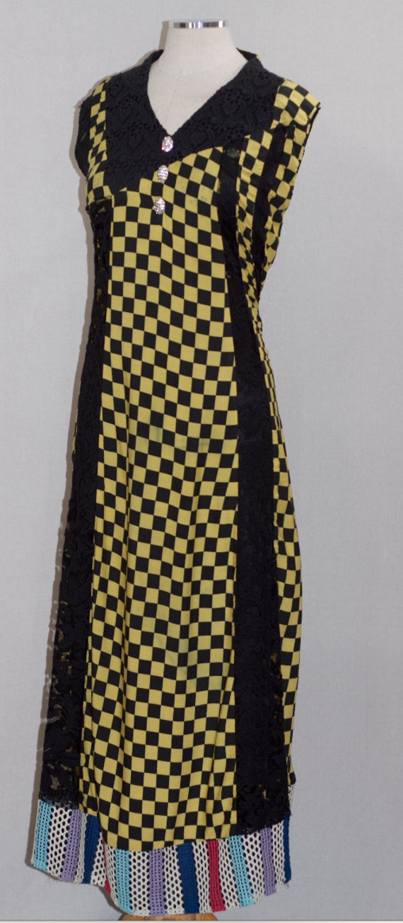 Yellow & Black Checkered Dress - image 5