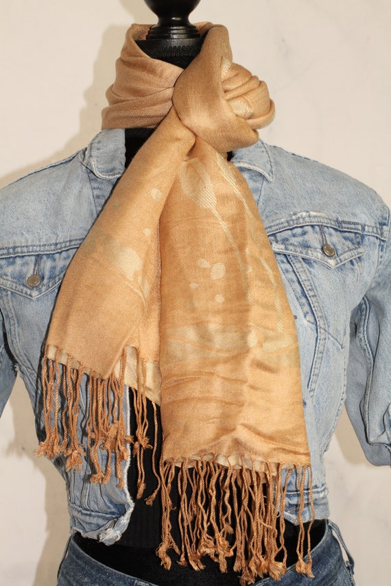 Floral Tan Scarf Shawl