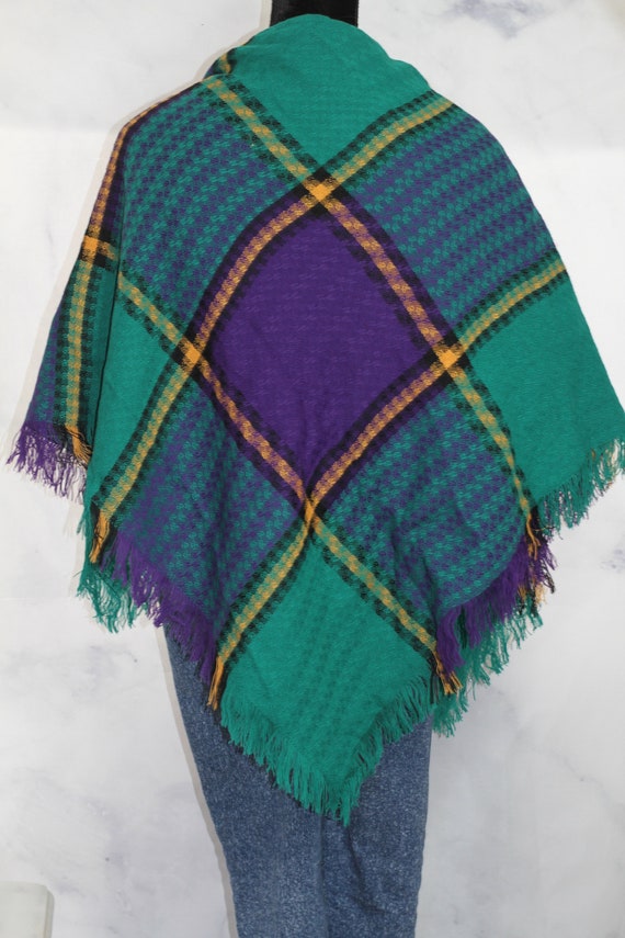 Plaid Wrap Shawl Cape - image 9