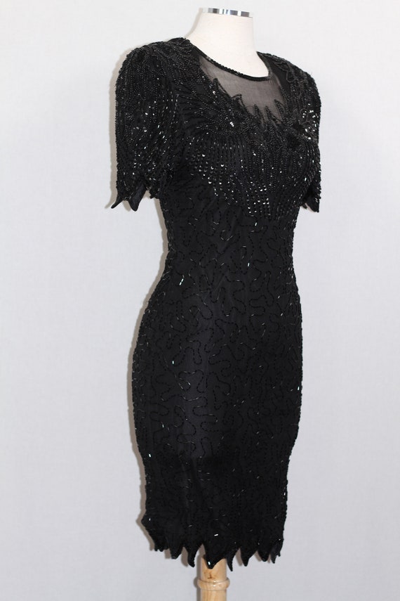 Denise Elle Sequin Silk Black Gown - image 8