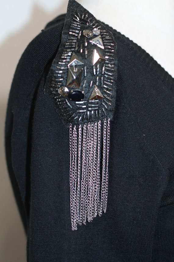 Black Silver Tassel Black Dress - image 2