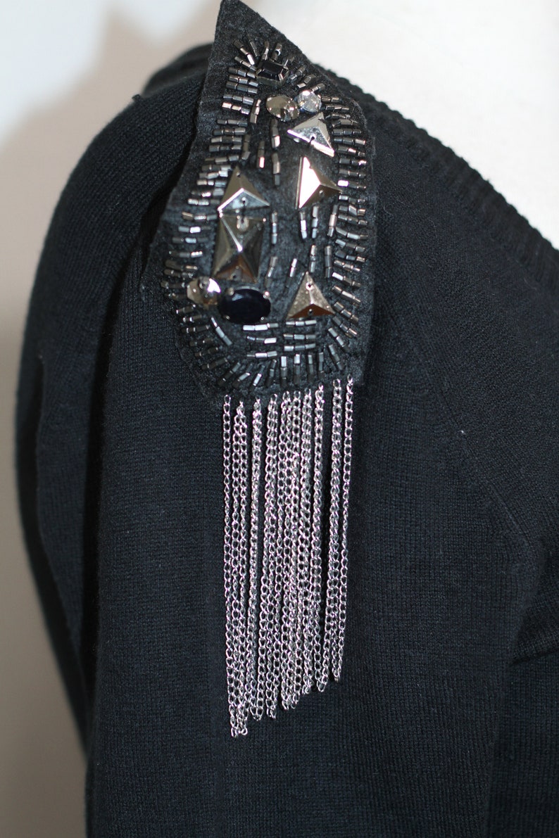 Black Silver Tassel Black Dress image 2