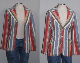F.A Chatta L.T.D. Multi Stripe Multi Color Cotton Blazer