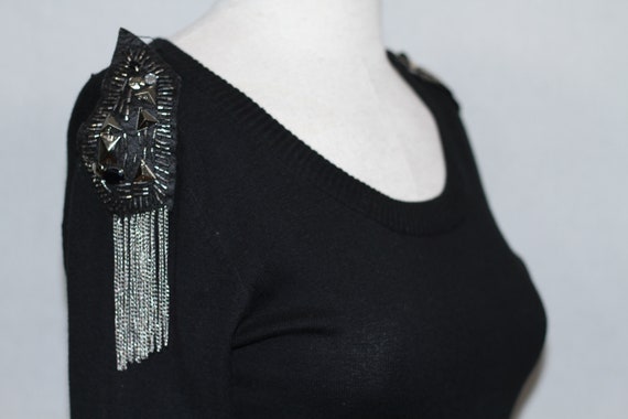 Black Silver Tassel Black Dress - image 4