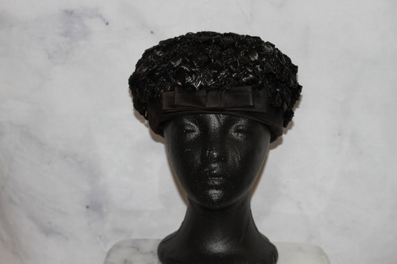 Black Straw Pill Box Hat (8) - image 2