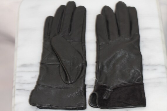Black Leather Gloves - image 2