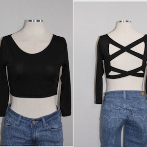 Black Cross Back Crop Top