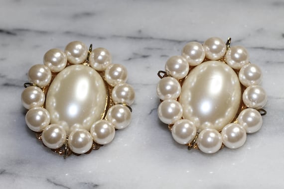 Antique Faux Pearl Statement Earrings - image 1