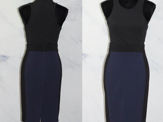 Blue & Black Pencil Skirt (S) - image 1