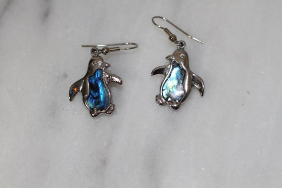 Silver Blue Dolphin Dangle Earrings - image 5